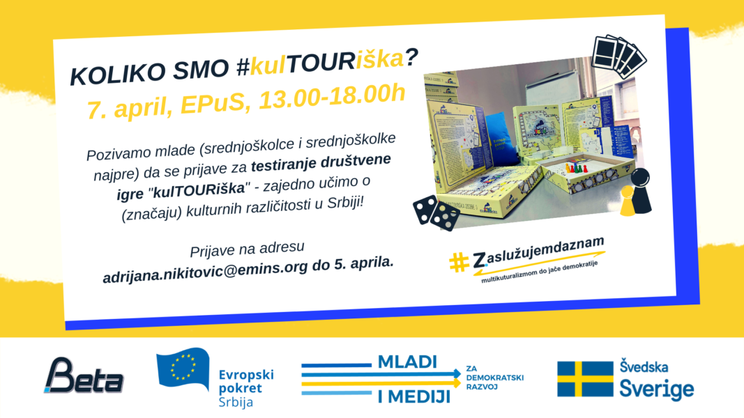KOLIKO SMO kulTOURiška? – PRIJAVI SE DA TESTIRAŠ DRUŠTVENU IGRU